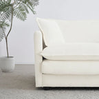 Modern Accent Chair with Ottoman, Living Room Club Chair Chenille Upholstered Armchair , Reading Chair for Bedroom, White