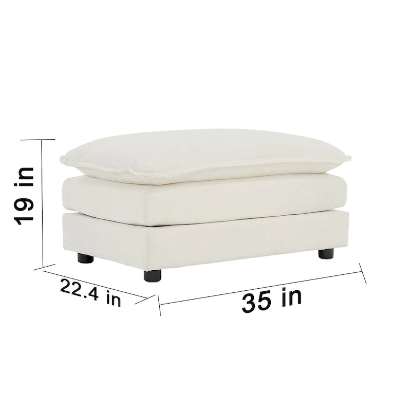 Modern Accent Chair with Ottoman, Living Room Club Chair Chenille Upholstered Armchair , Reading Chair for Bedroom, White