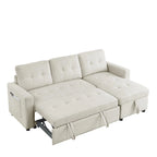 MH 78.5 Sleeper Sofa Bed Reversible Sectional Couch with Storage Chaise and Side storage bag for Small Space Living Room Furnit