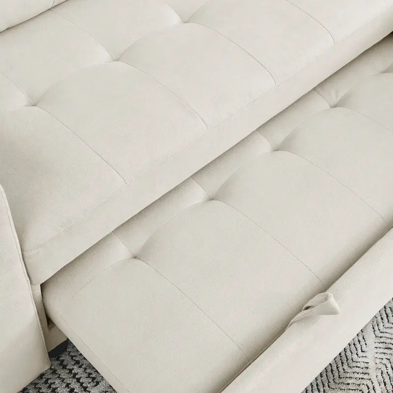 MH 78.5 Sleeper Sofa Bed Reversible Sectional Couch with Storage Chaise and Side storage bag for Small Space Living Room Furnit