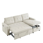 MH 78.5 Sleeper Sofa Bed Reversible Sectional Couch with Storage Chaise and Side storage bag for Small Space Living Room Furnit