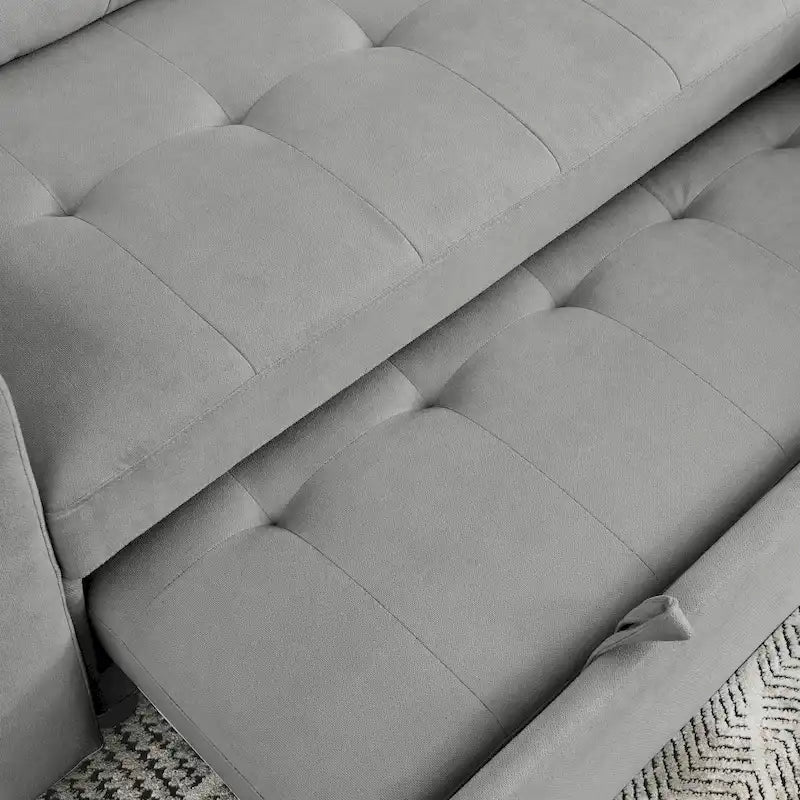 MH 78.5 Sleeper Sofa Bed Reversible Sectional Couch with Storage Chaise and Side storage bag for Small Space Living Room Furnit