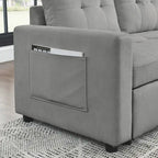 MH 78.5 Sleeper Sofa Bed Reversible Sectional Couch with Storage Chaise and Side storage bag for Small Space Living Room Furnit