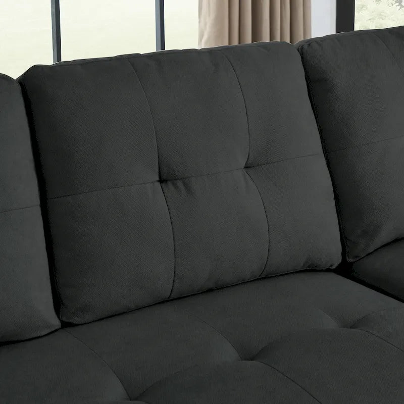 MH 78.5 Sleeper Sofa Bed Reversible Sectional Couch with Storage Chaise and Side storage bag for Small Space Living Room Furnit