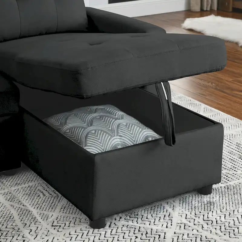 MH 78.5 Sleeper Sofa Bed Reversible Sectional Couch with Storage Chaise and Side storage bag for Small Space Living Room Furnit
