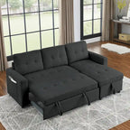 MH 78.5 Sleeper Sofa Bed Reversible Sectional Couch with Storage Chaise and Side storage bag for Small Space Living Room Furnit