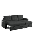 MH 78.5 Sleeper Sofa Bed Reversible Sectional Couch with Storage Chaise and Side storage bag for Small Space Living Room Furnit