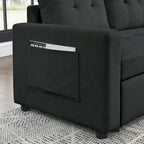 MH 78.5 Sleeper Sofa Bed Reversible Sectional Couch with Storage Chaise and Side storage bag for Small Space Living Room Furnit