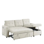 MH 78.5 Sleeper Sofa Bed Reversible Sectional Couch with Storage Chaise and Side storage bag for Small Space Living Room Furnit