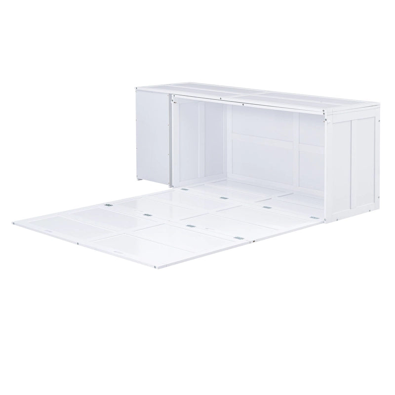 Queen Size Murphy Bed with Rotable Desk, Gray