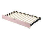 Twin Size Upholstered daybed with Pop Up Trundle, Beige