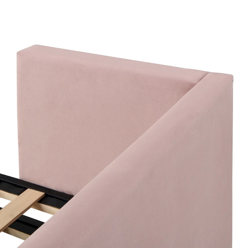 Twin Size Upholstered daybed with Pop Up Trundle, Beige