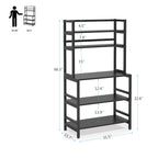 Brown/ Black Kitchen Bakers Rack Industrial Microwave Oven Stand,White 5-Tier Utility Storage Shelf,Kitchen Stand with Hutch