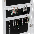 6-Drawers Wooden Wall Hanging White Jewelry Armoire Cabinet - N/A