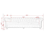 Pasargad Home Paris Club Chesterfield Tufted Sofa, Brown - 28.7 H x 97.2 W x 39 D