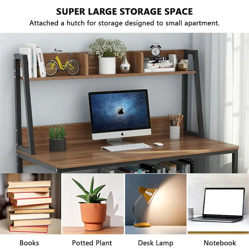 47 InchesComputer Desk with Hutch and Bookshelf, Home Office Desk