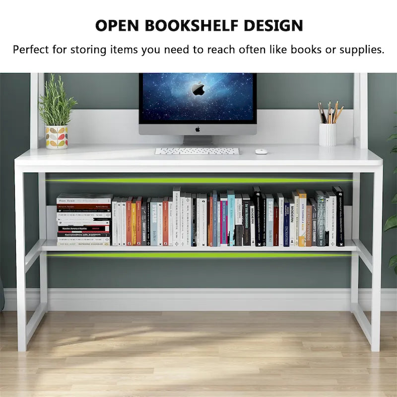 47 InchesComputer Desk with Hutch and Bookshelf, Home Office Desk