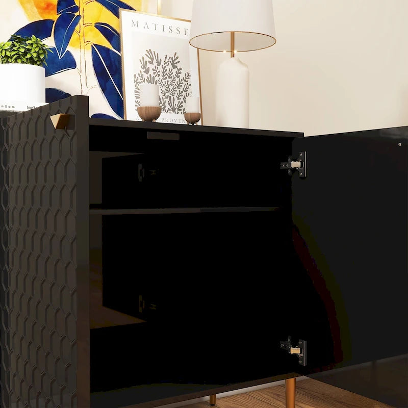 Hexagonal Pattern 2-door Storage Cabinet Buffet Cabinet Sideboard