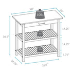 2-shelf Natural Solid Wood Top Kitchen Island - N/A