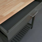 2-shelf Natural Solid Wood Top Kitchen Island - N/A