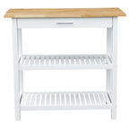 2-shelf Natural Solid Wood Top Kitchen Island - N/A