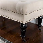 Linon Mendocino Natural Linen Tufted Entryway Bench