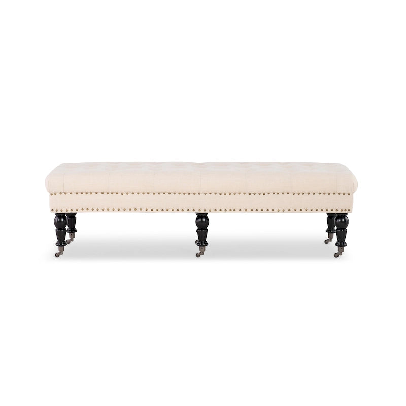 Linon Mendocino Natural Linen Tufted Entryway Bench
