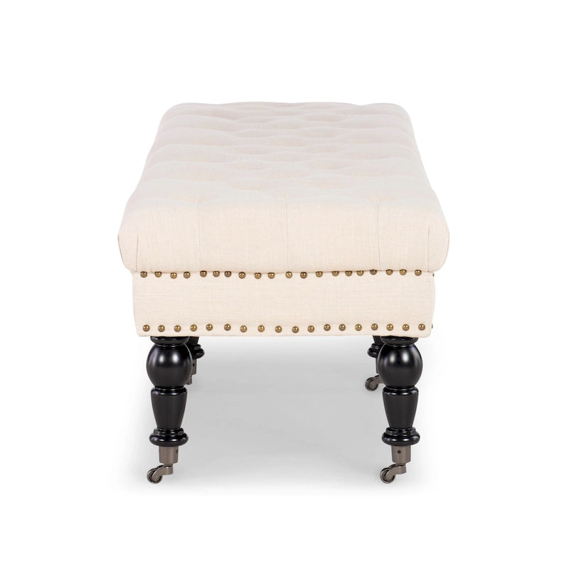Linon Mendocino Natural Linen Tufted Entryway Bench