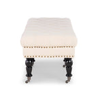 Linon Mendocino Natural Linen Tufted Entryway Bench