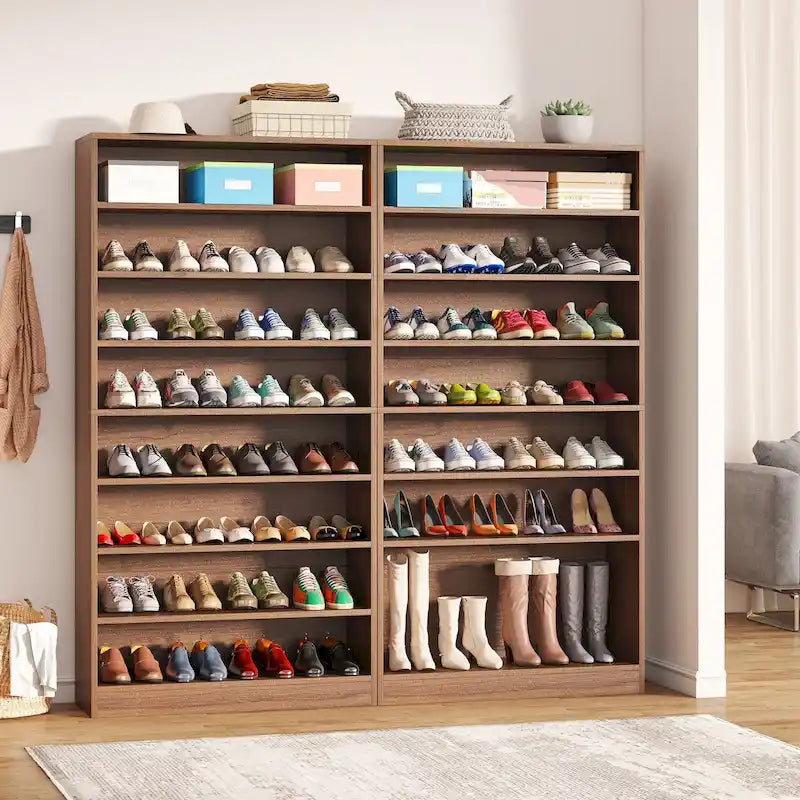 9 Tiers Tall Shoe Storage Rack Cabinet with Open Shelf for Entryway