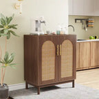 Set of 2 Rattan Sideboard, 59 Inch Buffet Cabinet with Doors, Accent Cabinet
