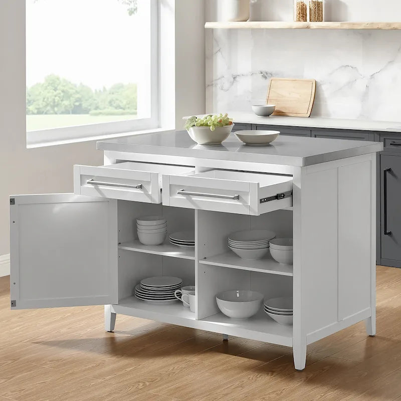 Crosley Silvia Stainless Steel Top Kitchen Island - 28d x 46w x 36.5h