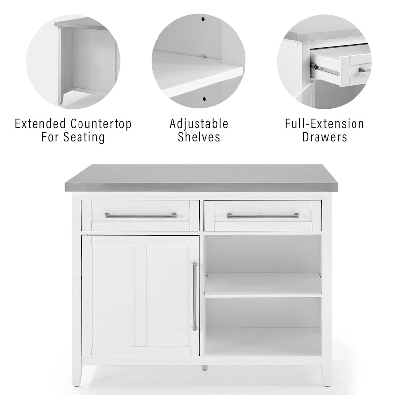 Crosley Silvia Stainless Steel Top Kitchen Island - 28d x 46w x 36.5h