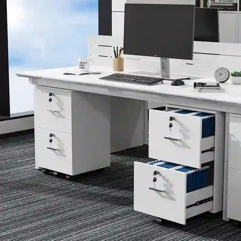 2-Drawer Rolling Wood File Cabinet with Lock