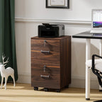 2-Drawer Rolling Wood File Cabinet with Lock