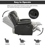 Breathable PU Leather Manual Recliner Chair with Overstuffed Arm and Back