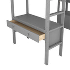 Merax Loft Bed with Built-in Desk, Storage Shelves and Drawers