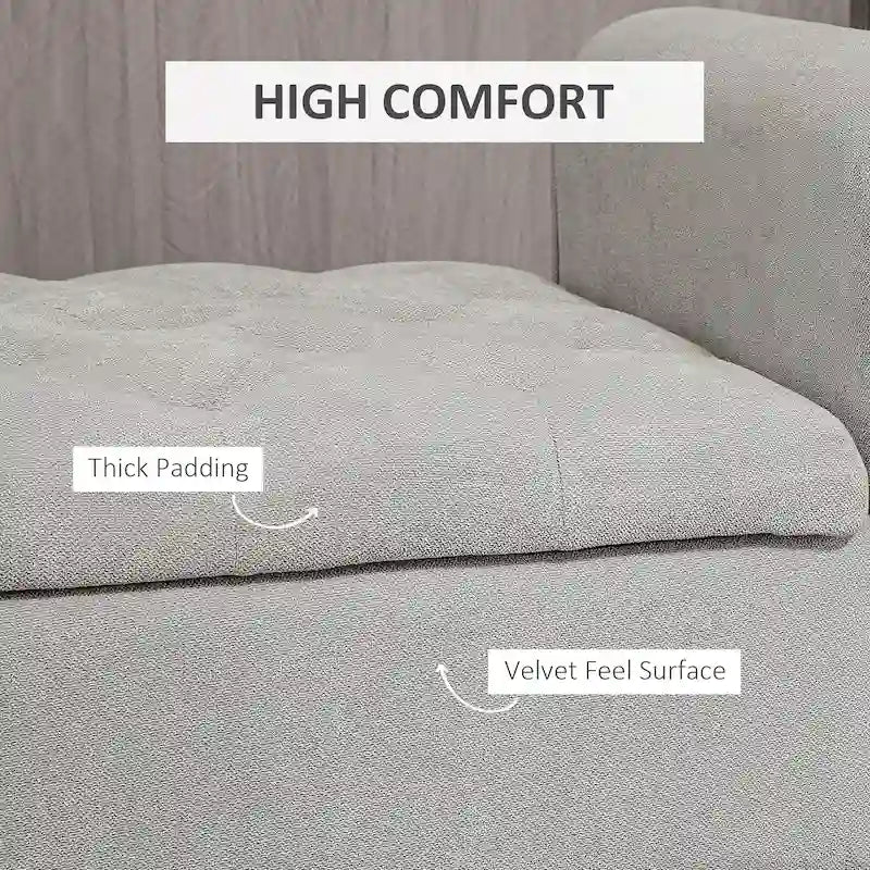 HOMCOM 50 Storage Ottoman Bench, Upholstered End of Bed Bench with Rolled Arms, Wood Legs, Button Tufted Storage Bench Gray