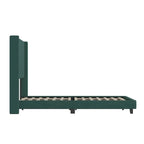 Upholstered Platform Bed with Wingback Headboard