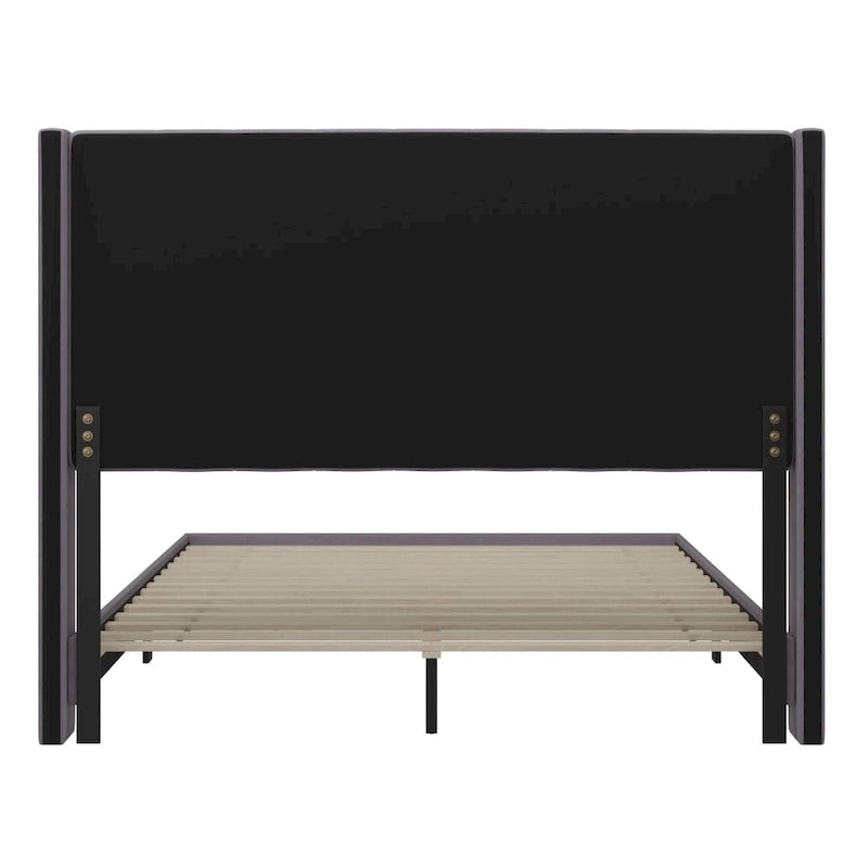 Upholstered Platform Bed with Wingback Headboard