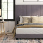 Upholstered Platform Bed with Wingback Headboard
