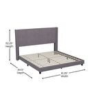 Upholstered Platform Bed with Wingback Headboard