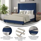 Upholstered Platform Bed with Wingback Headboard