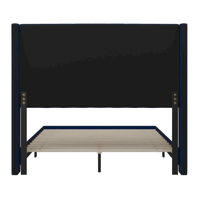 Upholstered Platform Bed with Wingback Headboard