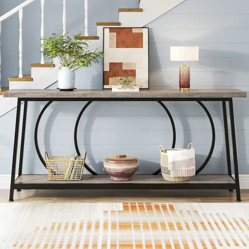 70.9 Inch Sofa Console Table with Storage for Entryway Hallway Living Room Behind Couch