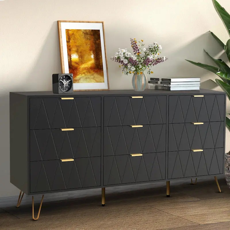 9 Drawers Chest Of Dresser Storage Tower Cabinet Bedroom Organizer