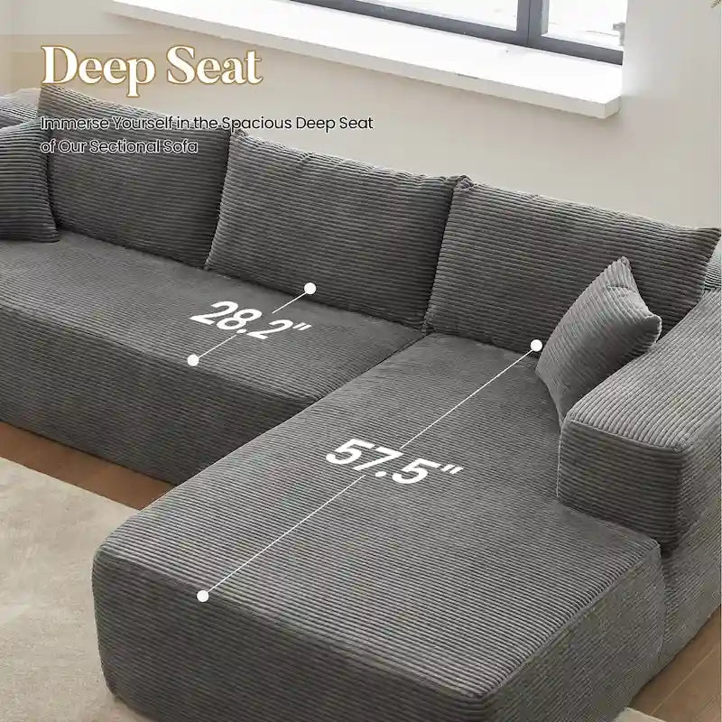 HOOOWOOO Modern Minimalist Style Sectional Couch Modular Corduroy Sofa for Living Room