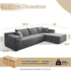 HOOOWOOO Modern Minimalist Style Sectional Couch Modular Corduroy Sofa for Living Room