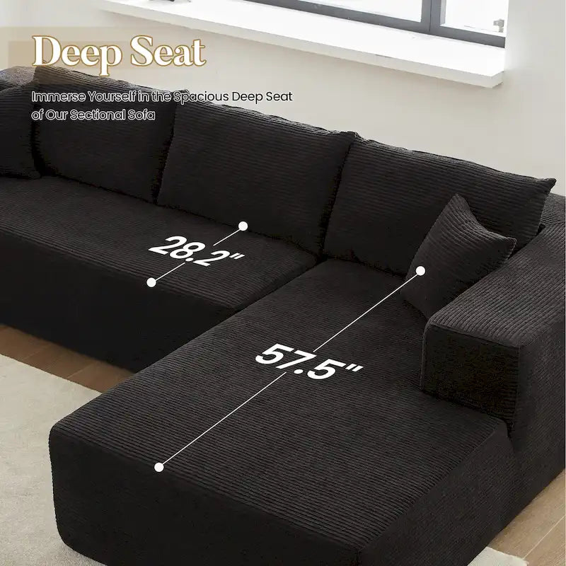 HOOOWOOO Modern Minimalist Style Sectional Couch Modular Corduroy Sofa for Living Room