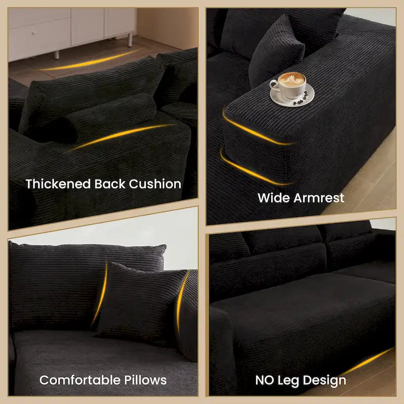 HOOOWOOO Modern Minimalist Style Sectional Couch Modular Corduroy Sofa for Living Room